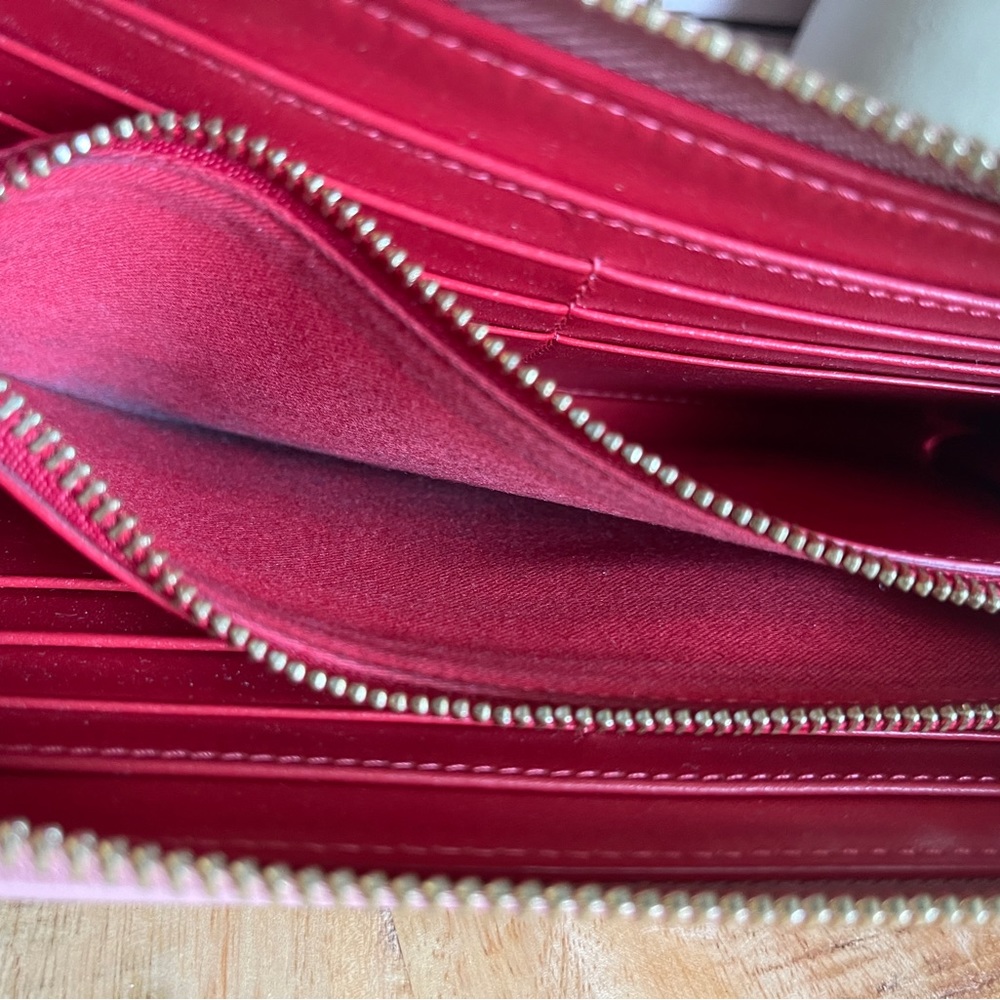 CHRISTIAN LOUBOUTIN zippy long wallet gold panettone spikes rose pink leather - Picture 13 of 14